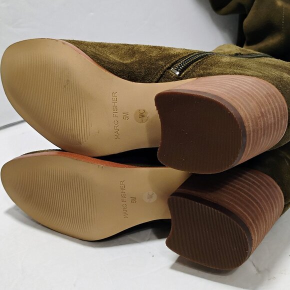 Marc Fisher WIDE CALF Suede Over the Knee Boots Womens 5M Green - Picture 10 of 15